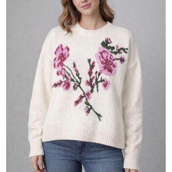 Ted Baker Sweaters - Ted Baker London Floral Jacquard Cozy Wool Alpaca Sweater Cream/Ivory Large $175
